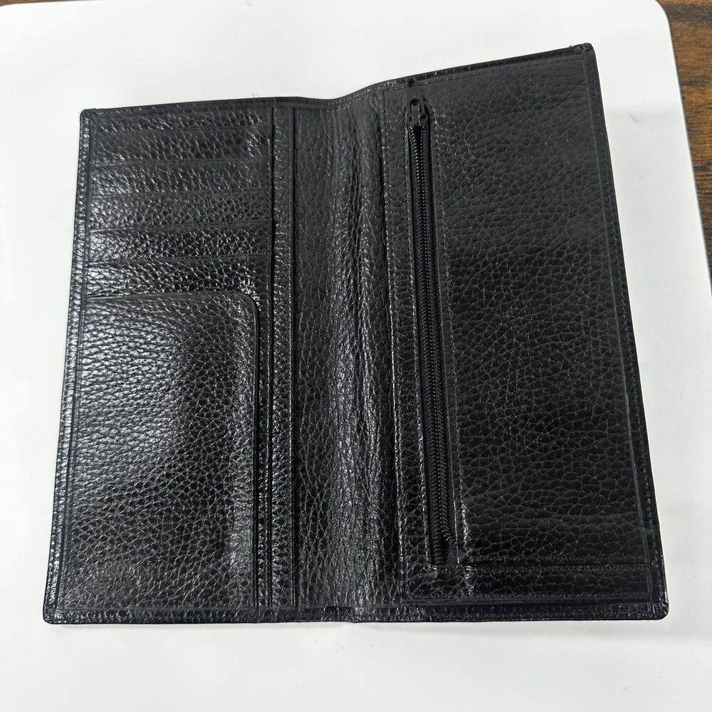 Gianni Versace Long Wallet Mens Vertical Black Leather Medusa Logo Bifold Italy - Picture 4 of 16
